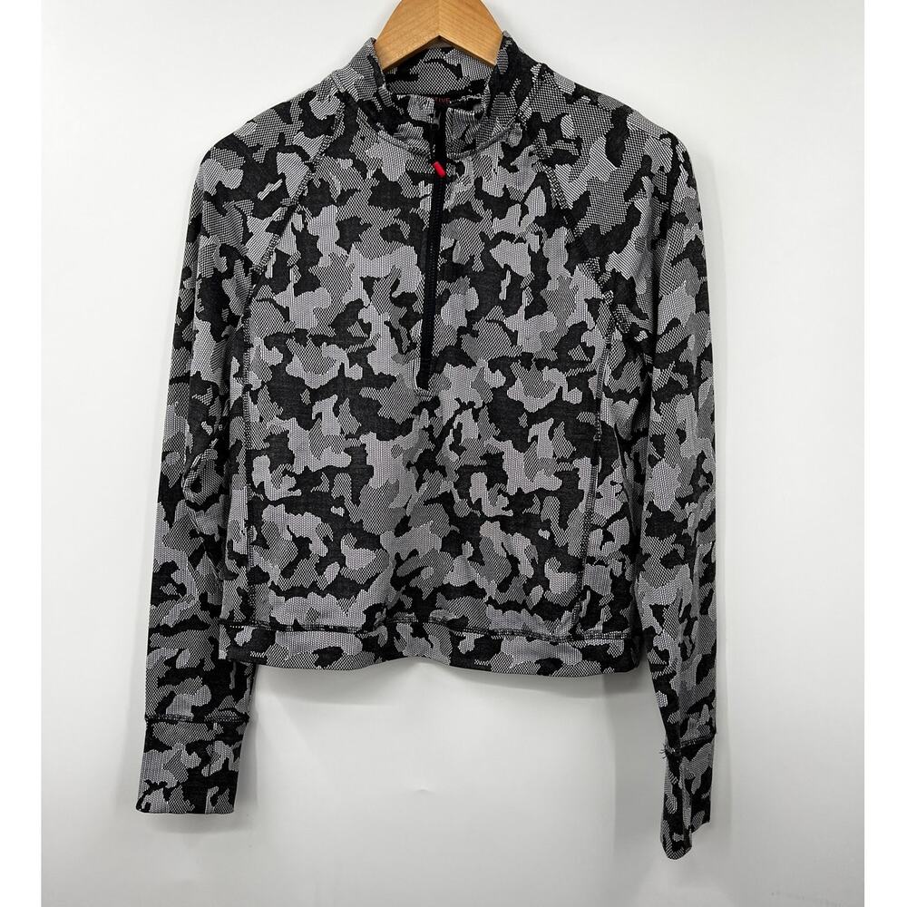 Spyder Active Women's Pullover Camo Half Zip Mock Neck Top Gray Size M‎ NWOT